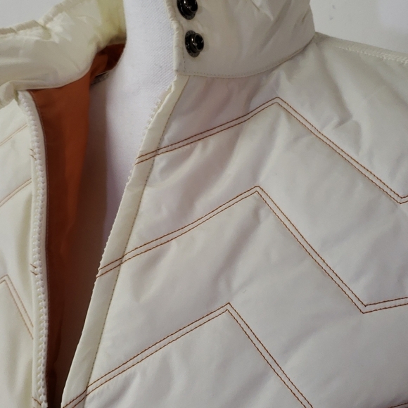 Bomber Jacket in Cream with Zig Zag Thread Details - Picture 4 of 5